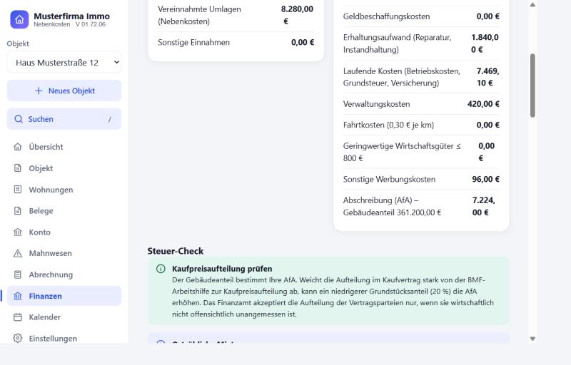 Werbungskosten im Detail und Steuer-Check zur Kaufpreisaufteilung
